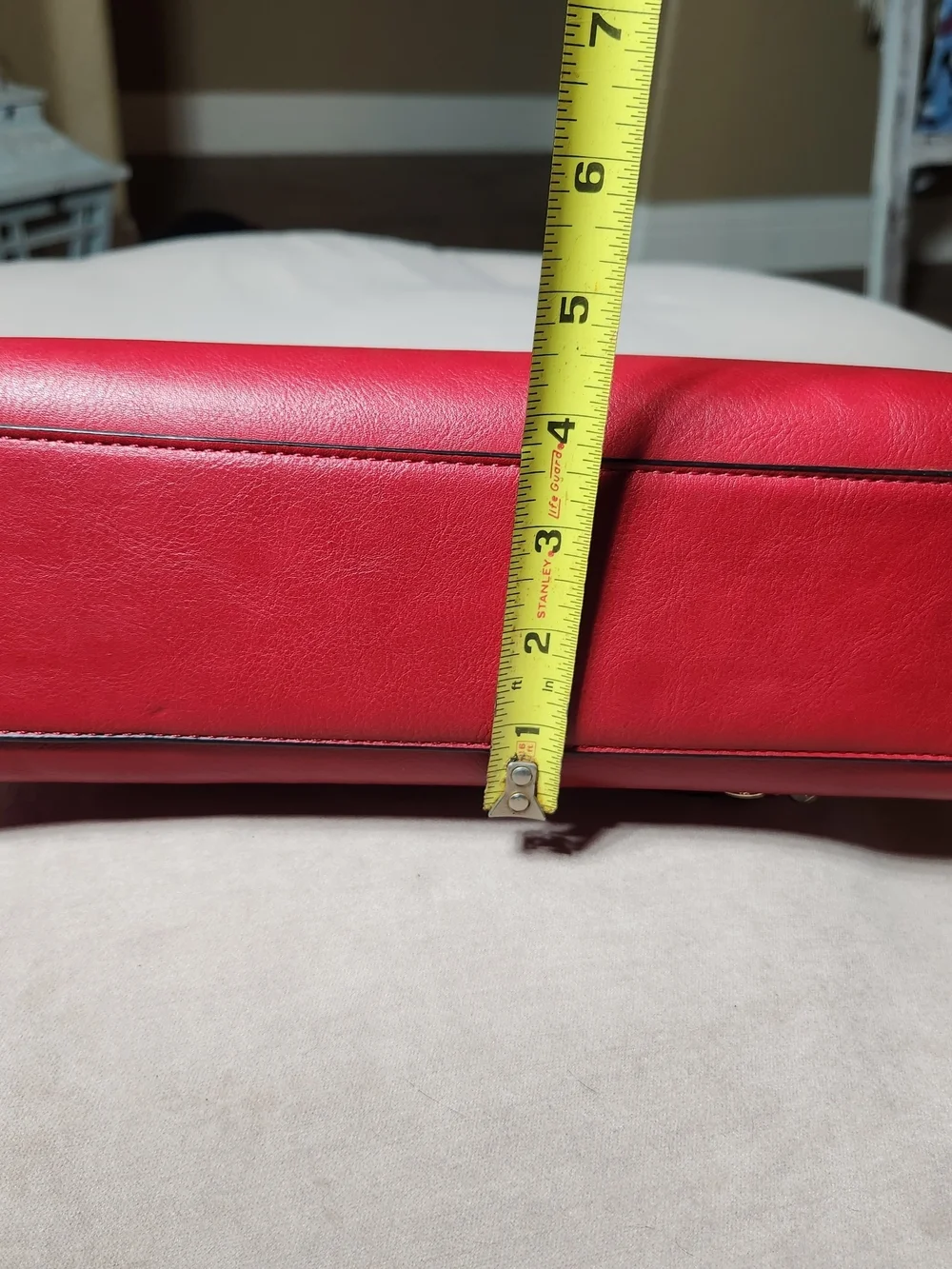 ALDO Quilted Red Chain-Handle Shoulder Bag Faux Leather - Picture 8 of 11